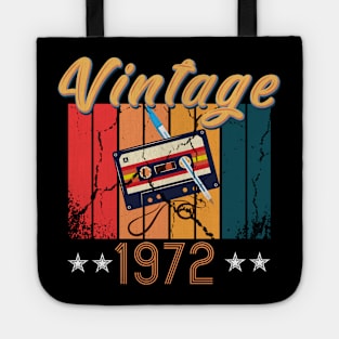 48th Birthday 48 Years Old 48th Vintage Retro cassette Mixtape Music Cassette 1972 Birthday Tote