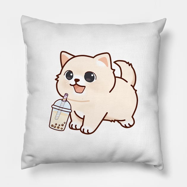 Kitten Loves Boba! Pillow by SirBobalot