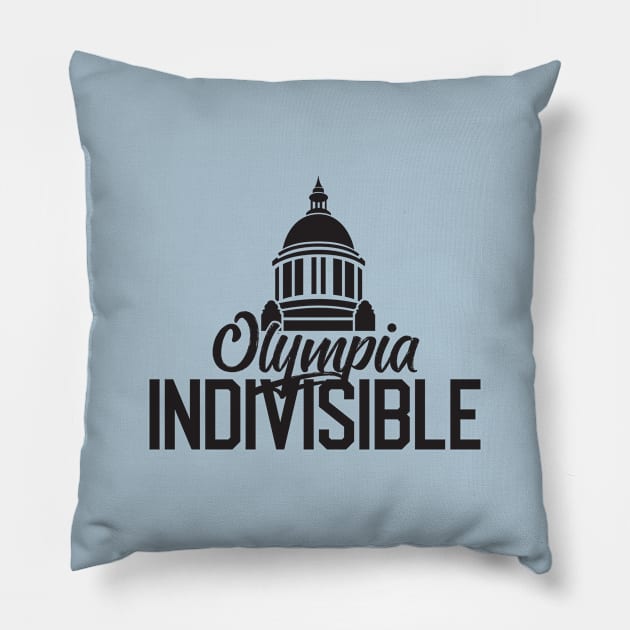 Olympia Indivisible Official Logo Wear - Black & White Pillow by Olympia Indivisible