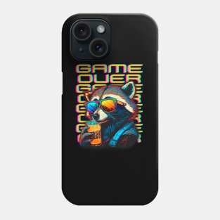 Neon Raccoon Game Over Phone Case