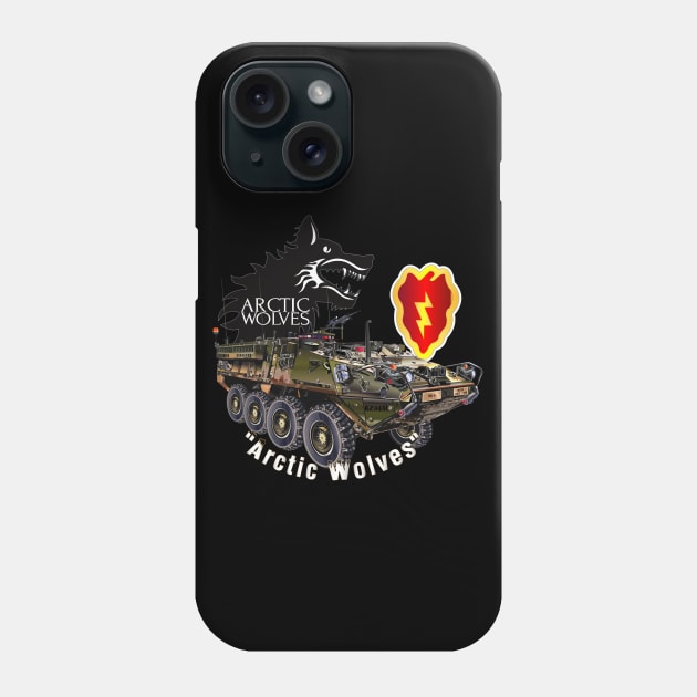 1st Stryker Bde - 25th ID - Arctic Wolves - White w Stryker wo Div Phone Case by twix123844