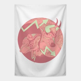 Lpink Bull and Bear Tapestry