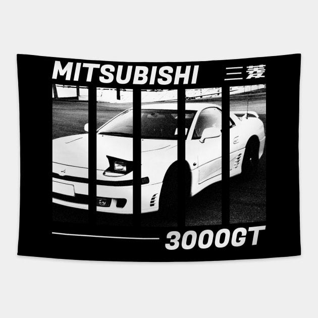 MITSUBISHI 3000GT Black 'N White 3 (Black Version) Tapestry by Cero