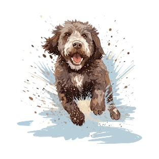 Leaping Water Dog: Lagotto Romagnolo's Aquatic Adventure T-Shirt