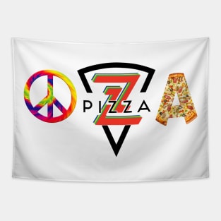 Peace sign Pizza Pun Art Tapestry