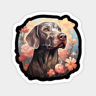 Weimaraner  Dog Vintage Floral Magnet
