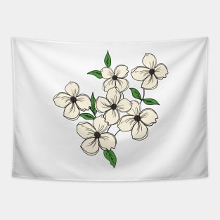 White Dogwood floral Hand Drawn Gardening Gift Tapestry