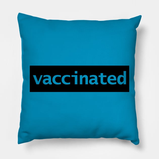 Minimal Typography Vaccinated Black Stripe Pillow by ellenhenryart