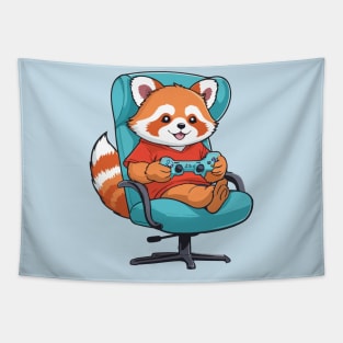 adorable Red Panda playing video game aesthetic Tapestry