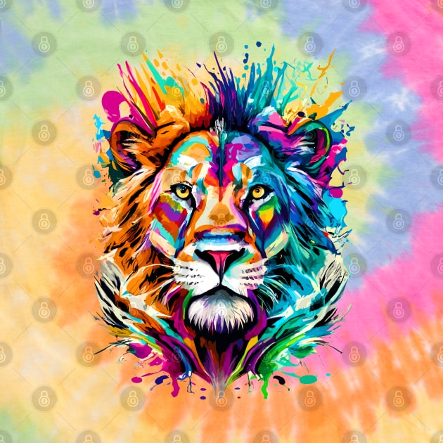 Lion Head Colourful - Cute Lion - Zodiac Sign Leo by BigWildKiwi