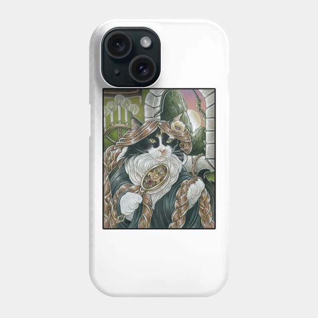 Rapunzel Cat - Black Outlined Design Phone Case by Nat Ewert Art