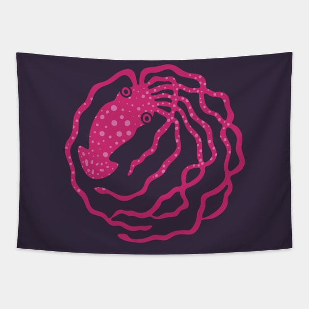 PINK SQUID Funny Undersea Ocean Creature with Tentacles - UnBlink Studio by Jackie Tahara Tapestry by UnBlink Studio by Jackie Tahara