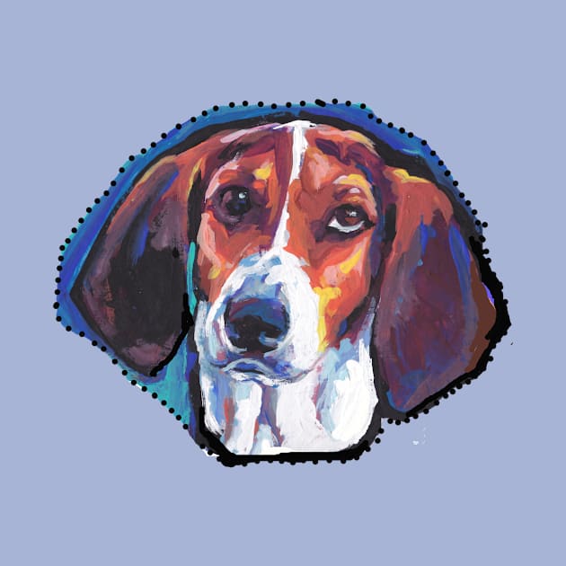 Treeing Walker COONHOUND Dog Bright colorful pop dog art by bentnotbroken11