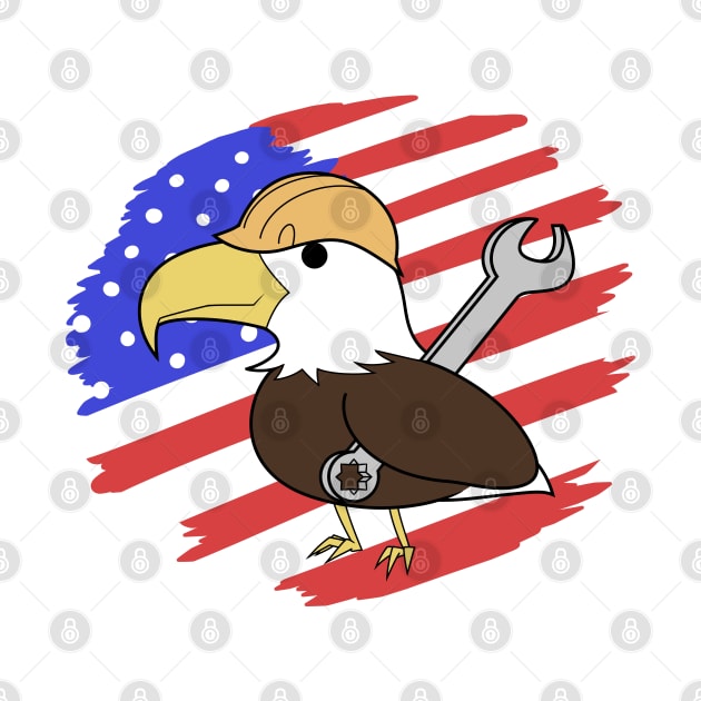 US Flag Labor Day Cute Bald Eagle by Zeeph