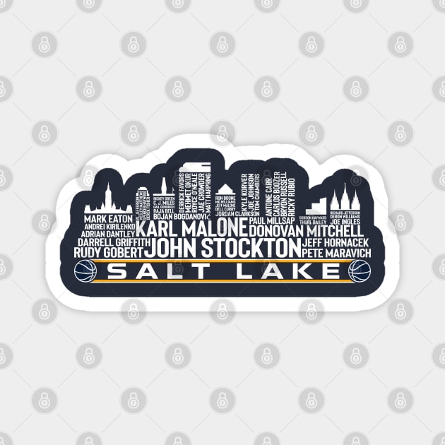 Utah Basketball Team All Time Legends Salt Lake City Skyline Magnet by Legend Skyline