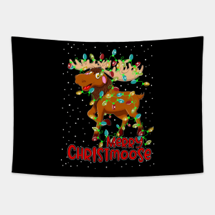 Merry Christmoose Funny Christmas Moose Xmas Tree Lights Tapestry