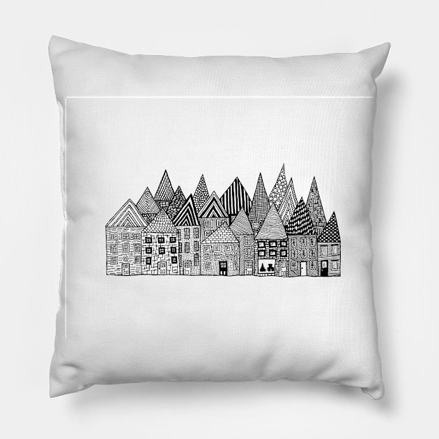 Medieval Village I Pillow by marilynllowe