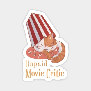 Unpaid Movie Critic - Red and white sleeping cat Magnet