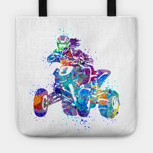 Four Wheeler ATV Riding Girl Watercolor Silhouette Tote