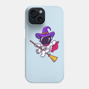 Cute Witch Astronaut Flying With A Magic Broom Cartoon Phone Case