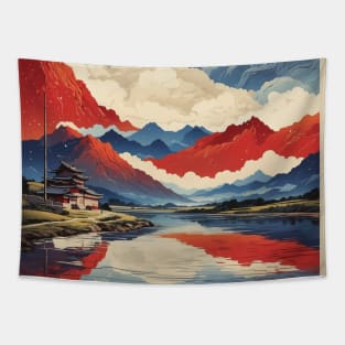 North Chungcheong South Korea Starry Night Travel Tourism Retro Vintage Tapestry