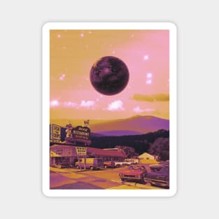 Under The Dark Moon - Space Collage, Retro Futurism, Sci-Fi Magnet