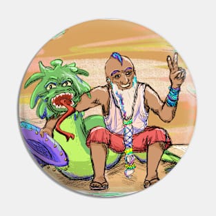 Merlin on vacation Pin