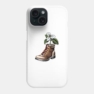 Hiking boot and flower Phone Case