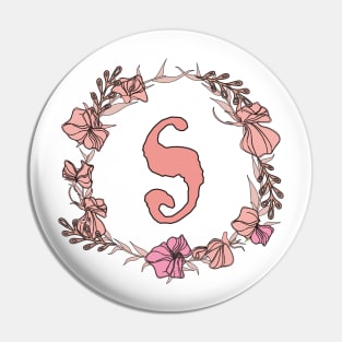 Letter S Rose Pink Initial Monogram - Letter s Pin