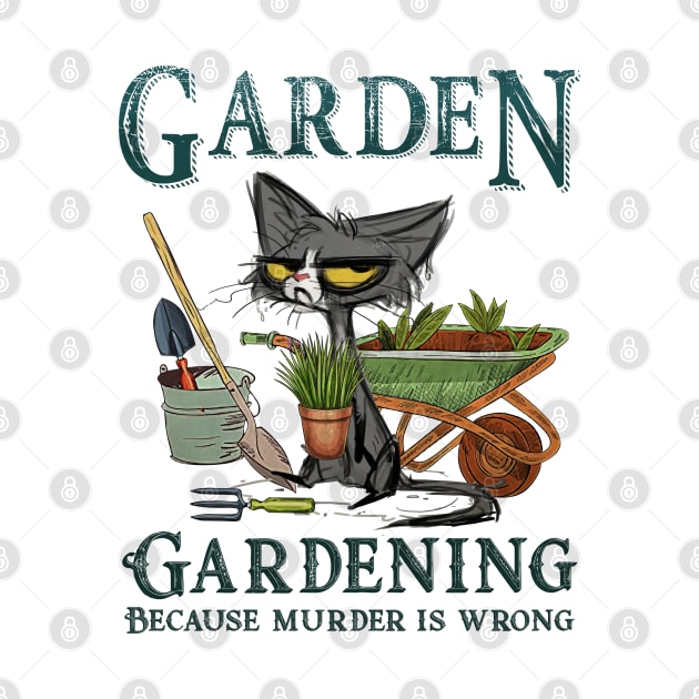 Gardening Because Murder Is Wrong Cat Personalized Gift by Sunset beach lover
