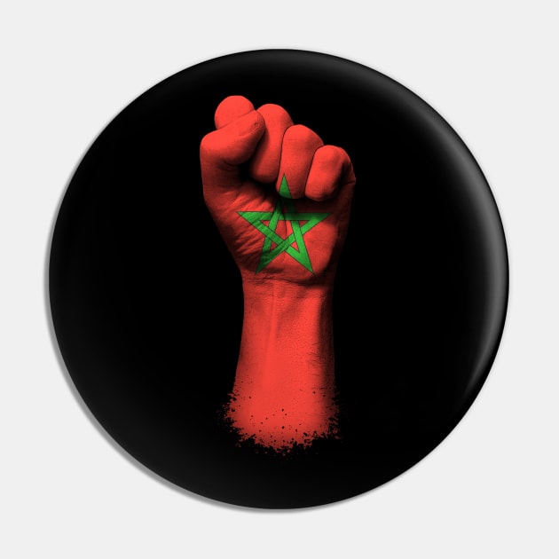 Flag of Morocco on a Raised Clenched Fist Pin by jeffbartels