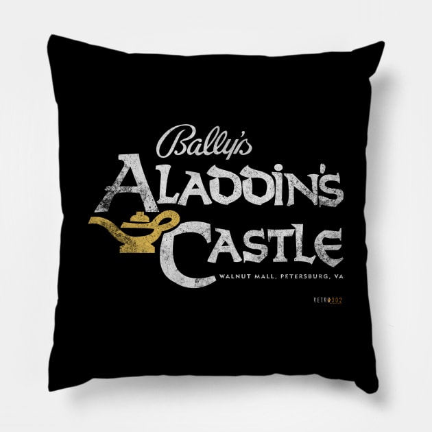 Aladdin's Castle Walnut Mall Pillow by Retro302