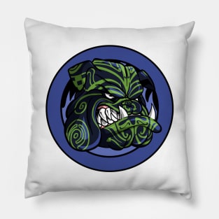 Francky the Bulldog in Maori warrior mode Pillow