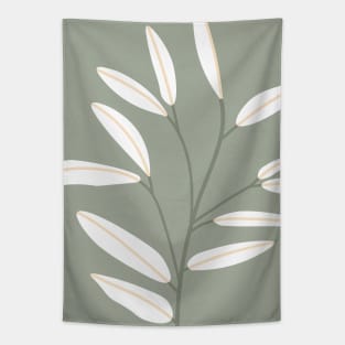 Mid Century Modern Artwork, Plant Leaves, Sage Green 1 Tapestry