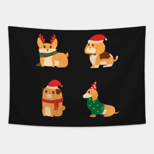 Cute Christmas Dogs Tapestry