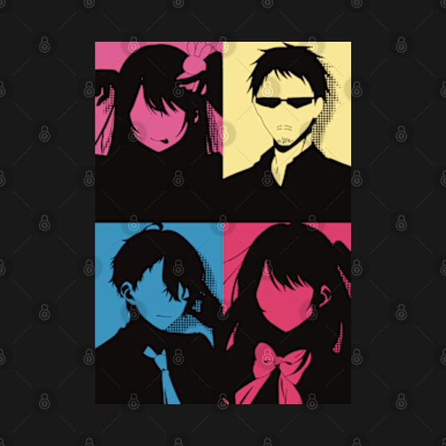 Oshi no Ko or My Star All Anime MC : Ai Hoshino, Ichigo Saitou, Aquamarine, and Ruby in Awesome Minimalist Vintage Pop Art Design by Animangapoi