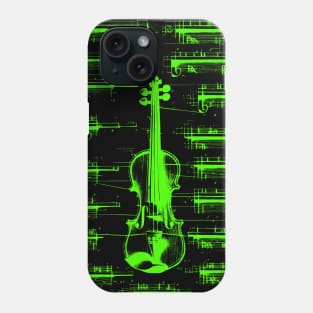 Green Neon Da Vinci violin blueprint Phone Case