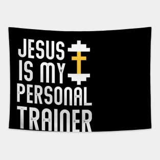 Jesus Is My Personal Trainer Funny Christian Faith Religious Bold White Letters Cute Tapestry