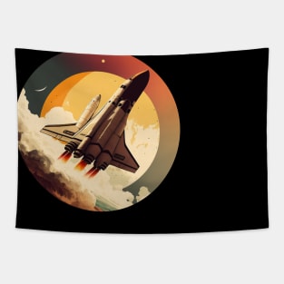 Shuttle Space Ready To The Moon Tapestry