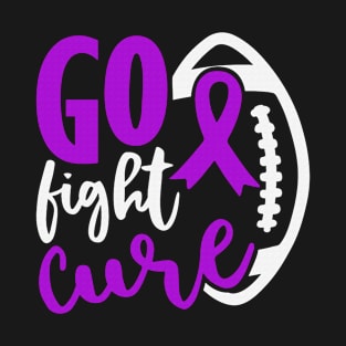 Football Tackle Go Fight Cure Alzheimers Awareness Purple Ribbon Warrior Support T-Shirt