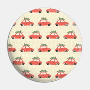 Red Vintage Christmas Cars Pin