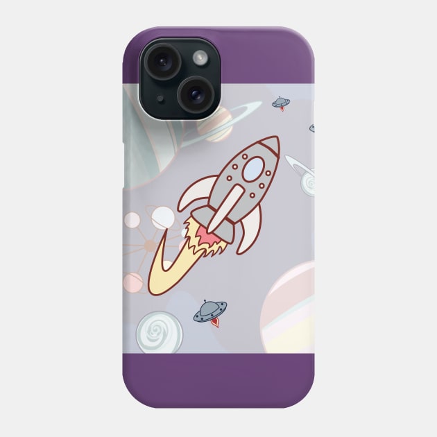 Space Ships in Outer Space Retro Phone Case by TheStuffInBetween