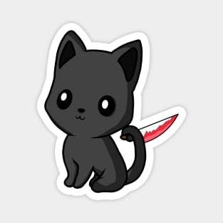 Black cute cat with knife! Magnet