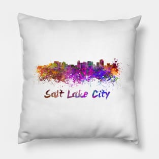 Salt Lake City skyline in watercolor Pillow