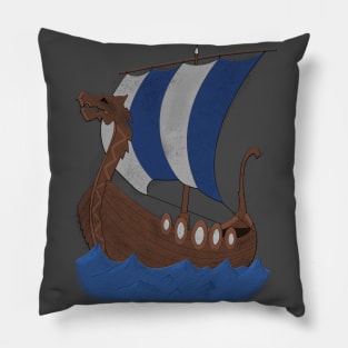 Viking Ship blue with water Pillow