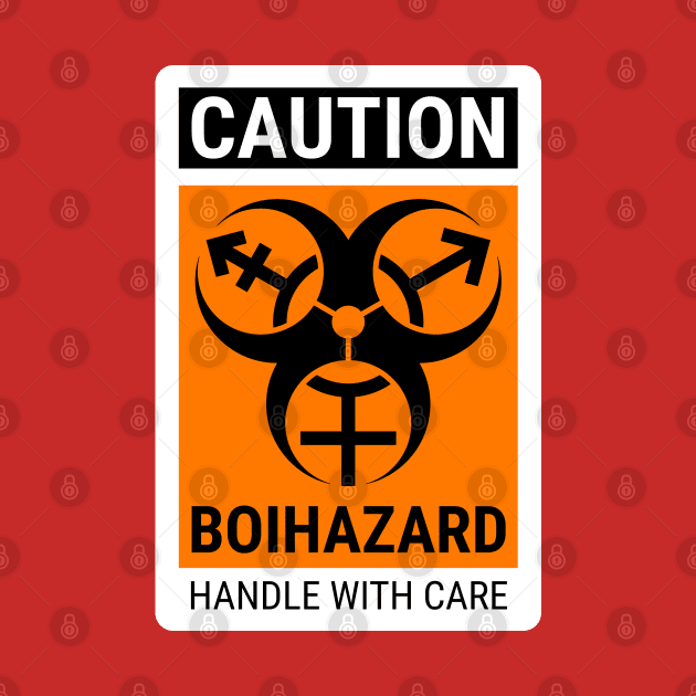 "BOI HAZARD/handle with care" - Label Style - Safety Orange by GenderConcepts