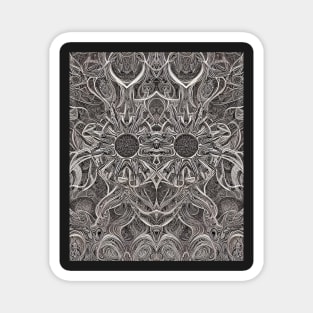 Grayscale Aesthetic Fractal Artwork - Black and White Abstract Artwork Magnet