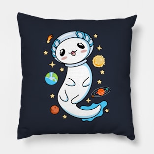 Astronaut Axolotl Cute Kawaii Salamander In Space Pillow