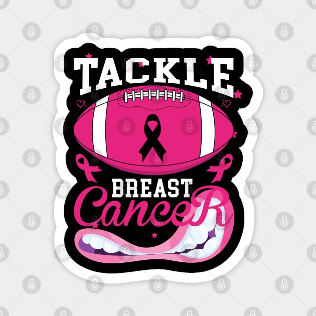 Woman Tackle Football Pink Ribbon Breast Cancer Awareness Magnet by Flowes