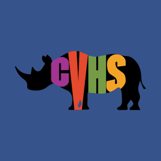 CVHS in color on Black rhino in silhouette. T-Shirt